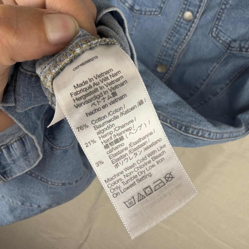 Madewell Dress Womens 2 Blue Denim Short Sleeve Snap Front Shirt Mini Stretch - Picture 11 of 16